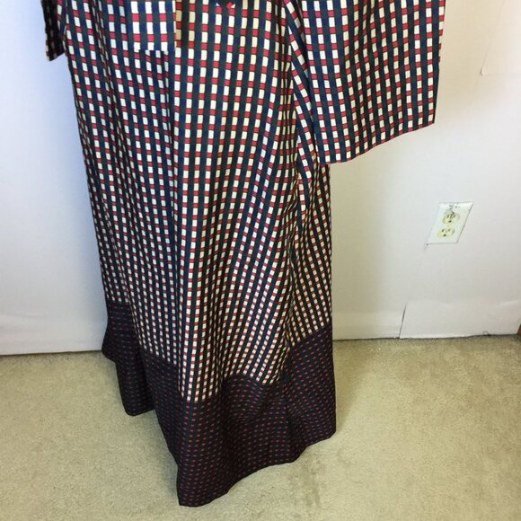 Claudette Italy Maxi Wrap Dress IT44 US8 UK12 Womans Red Blue Plaid Feminine Vtg - Picture 5 of 16